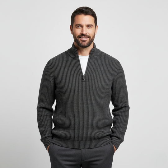 Men’s Zip-Neck Knitted Sweater