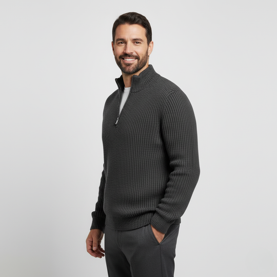 Men’s Zip-Neck Knitted Sweater