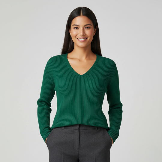 Women’s Ribbed V-Neck Sweater