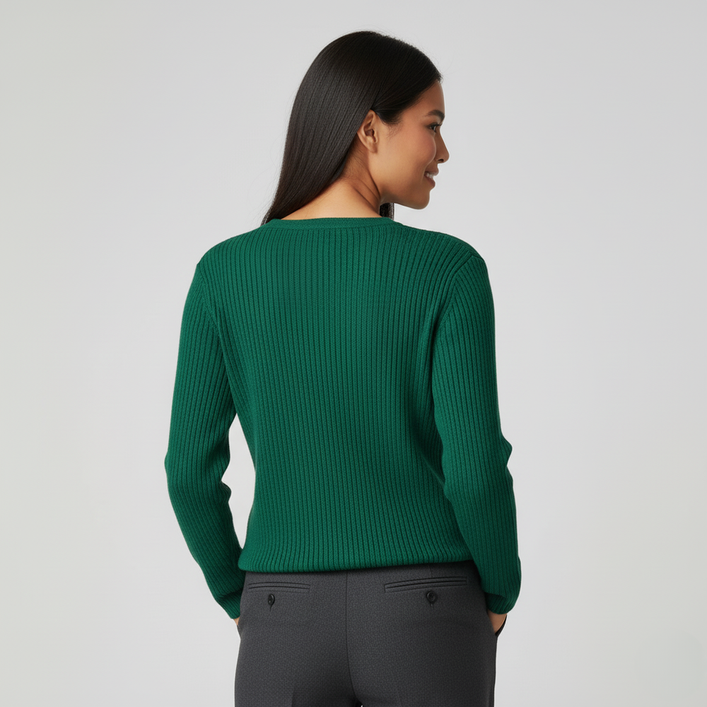 Women’s Ribbed V-Neck Sweater