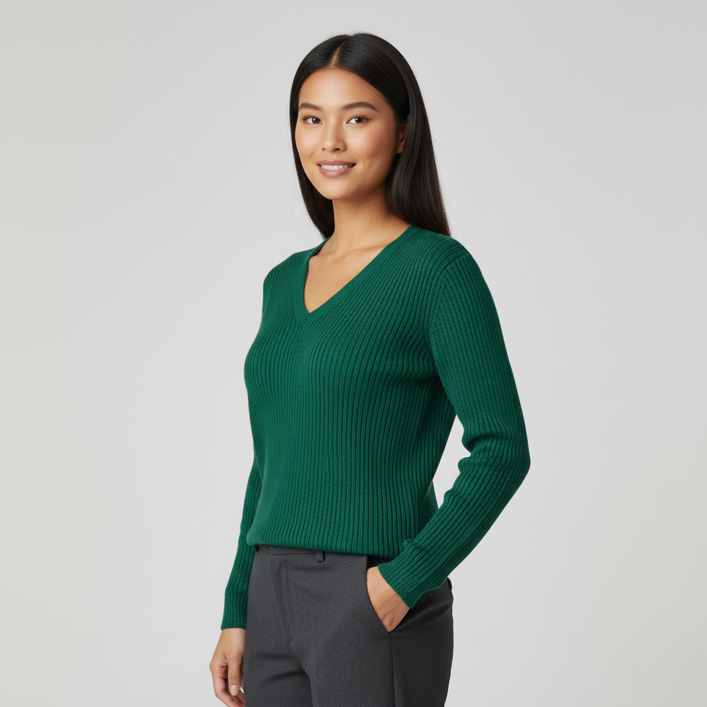 Women’s Ribbed V-Neck Sweater